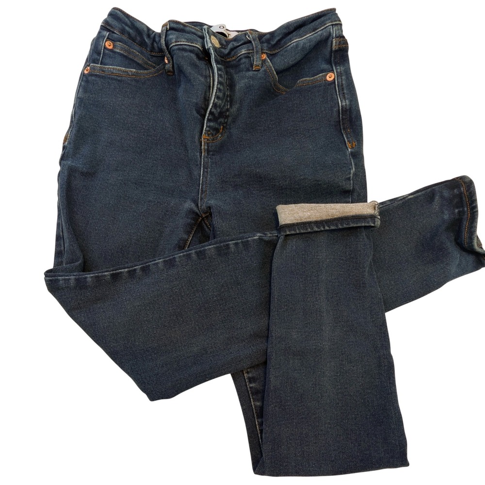 Oat New York High-Rise Skinny Jeans Indigo Blue Stretch Denim Size 28 1023-00